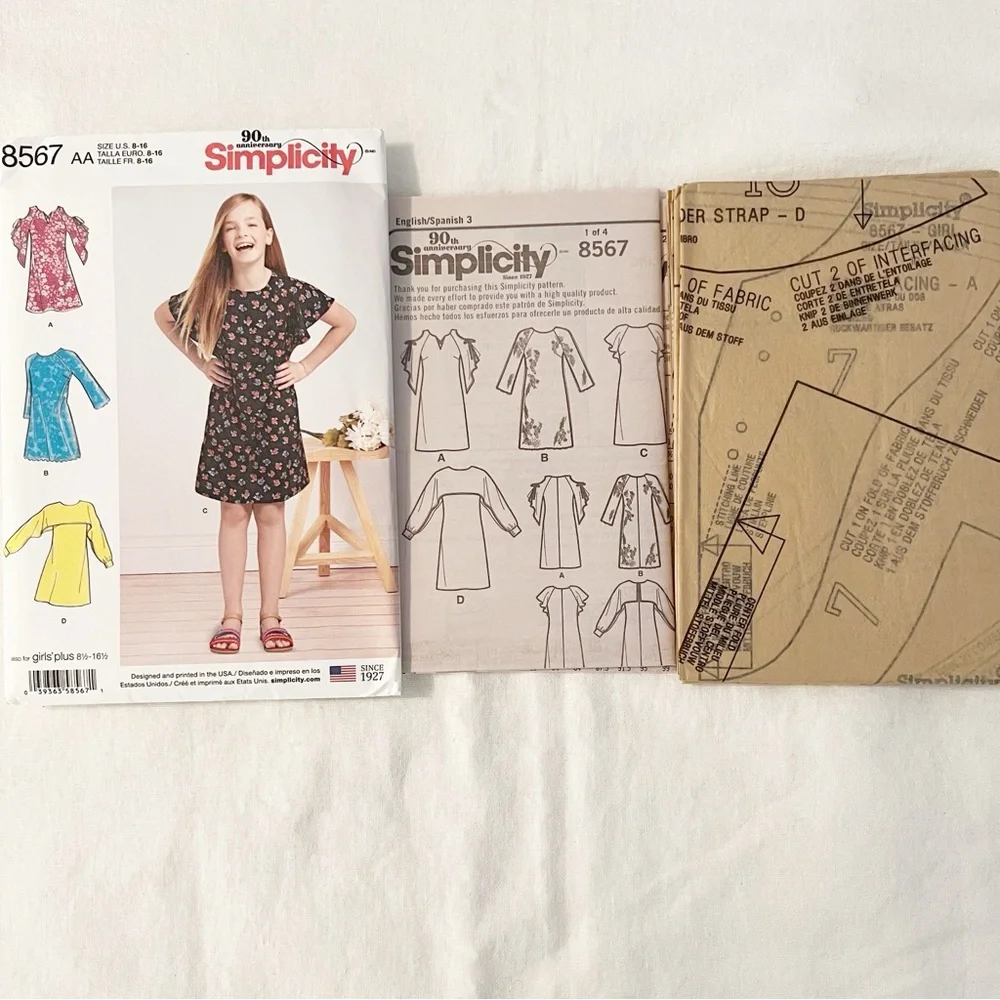 Simplicity 8567 Girls Dress Sewing Pattern | Sizes 8–16 | Easy Shift Dress